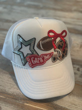 Load image into Gallery viewer, Red &amp; White Football Trucker Cap
