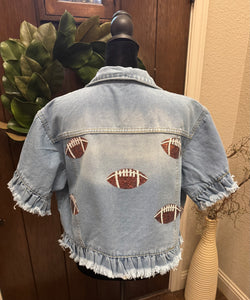 Sequined Football Denim Jacket