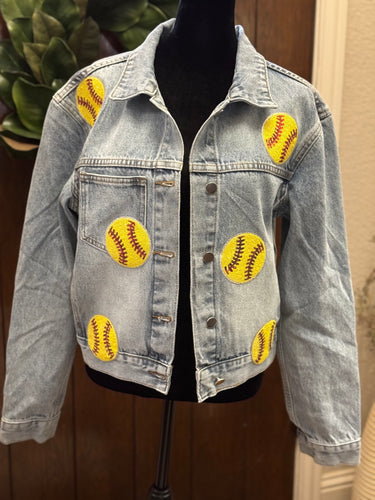 Sequined Softball Denim Jacket