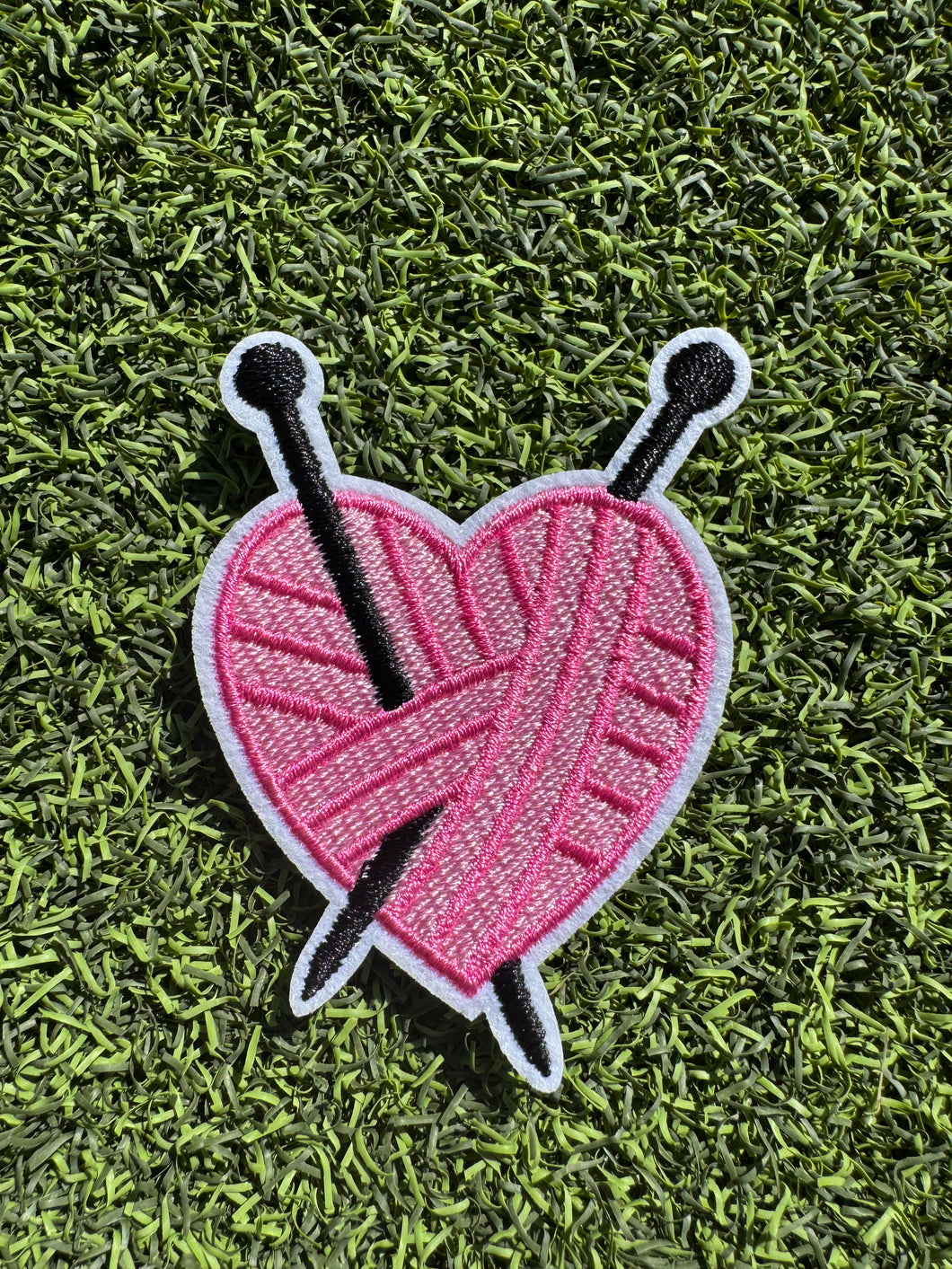 Knitting Sewing Heart Iron On Patch