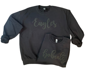 Black on Black BOBCATS Puff Sweatshirt