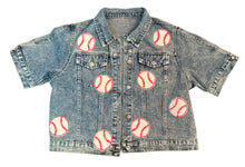 Load image into Gallery viewer, Baseball Game Day Patched Denim Jacket