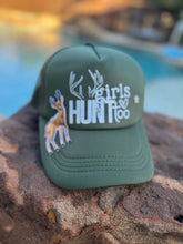 Load image into Gallery viewer, Girls Hunt Too Trucker Hats (Various Colors)