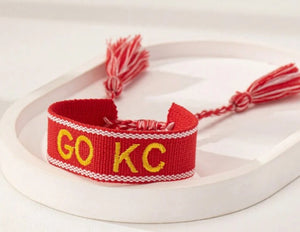 Game Day Embroidered Tassel Bracelets