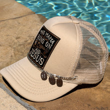 Load image into Gallery viewer, This Mama Runs On Coffee and Jesus Trucker Hat