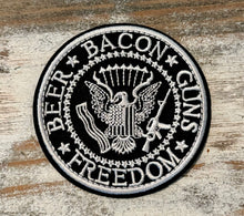 Load image into Gallery viewer, Beer, Bacon, Guns &amp; Freedom Iron On Patch