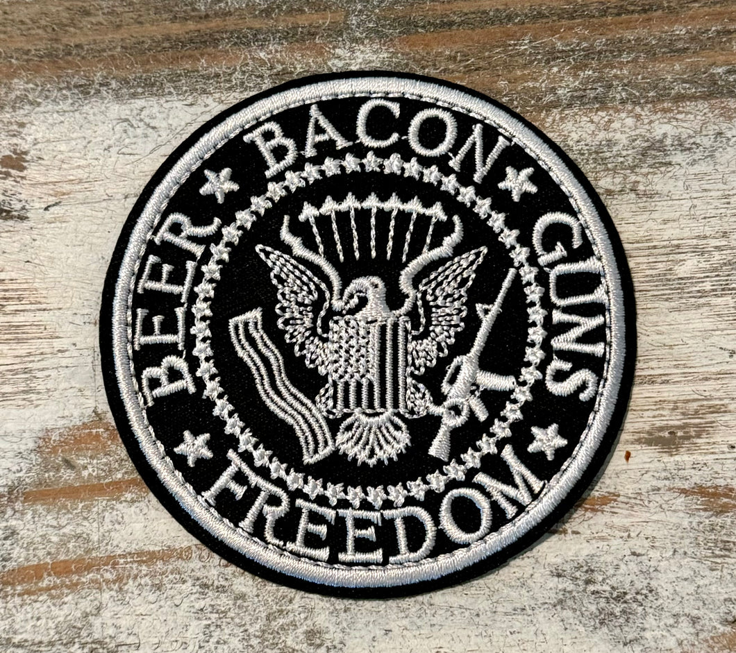 Beer, Bacon, Guns & Freedom Iron On Patch