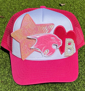 Pink Bobcat Patch Trucker Hats