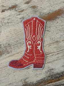 Pink Cowboy Boot Iron On Patches