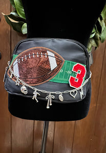 Custom Number Football Fanny Pack with Silver Charm Chain