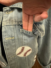 Load image into Gallery viewer, Baseball Fleece Lined Denim Jacket