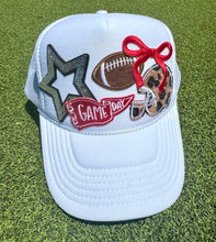 Load image into Gallery viewer, Red &amp; White Football Trucker Cap