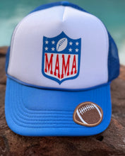 Load image into Gallery viewer, Mama Football Ponytail Trucker Patch Cap