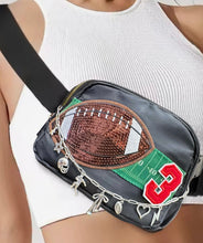 Load image into Gallery viewer, Custom Number Football Fanny Pack with Silver Charm Chain