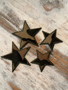 Camouflage Star Iron On Patches (Big & Small)