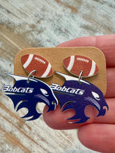 Load image into Gallery viewer, Bobcat Head Earrings (Various Sports)