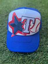 Load image into Gallery viewer, Texas Rangers Baseball Patch Trucker Caps