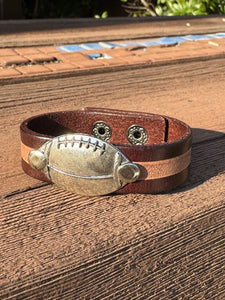 Leather Soccer & Football Cuff Bracelets