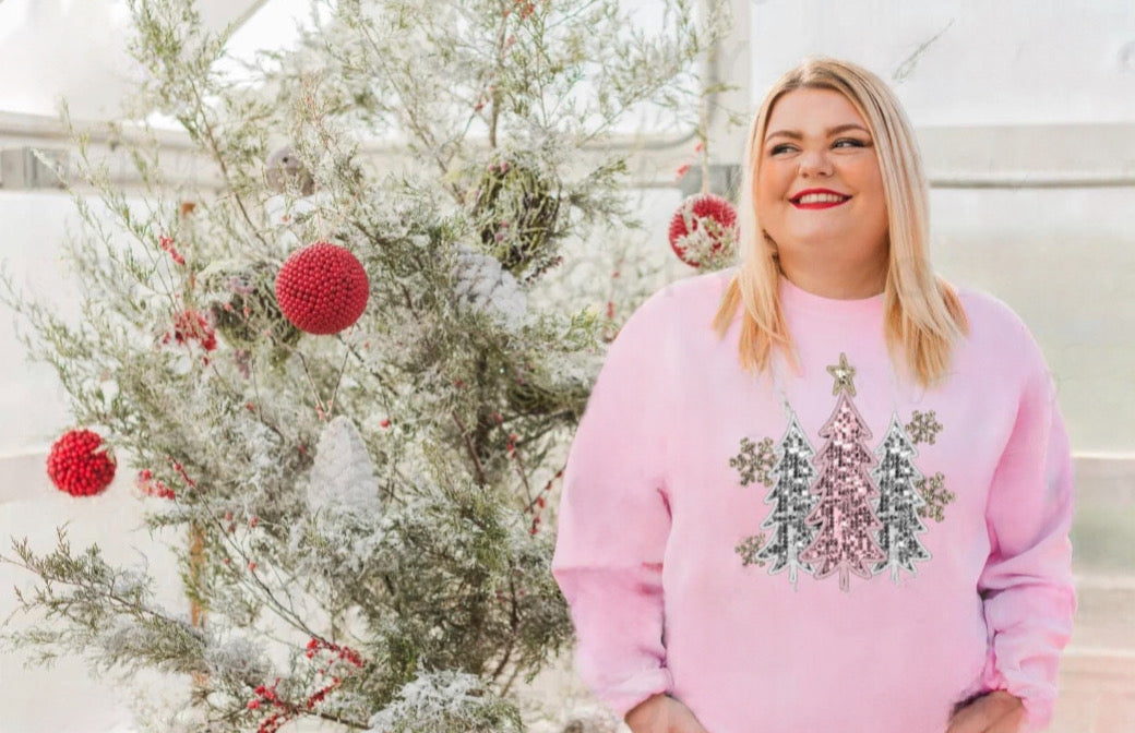 Faux Glitter O’ Christmas Tree Sweatshirts