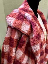 Load image into Gallery viewer, Pink &amp; Red Plaid Hooded Cardigan Body Wrap