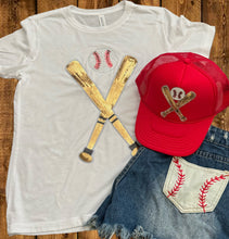 Load image into Gallery viewer, Sequined Bats &amp; Baseball Trucker Hat