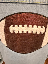 Load image into Gallery viewer, Sequined Football Patch Denim Jacket