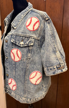 Load image into Gallery viewer, Baseball Game Day Patched Denim Jacket