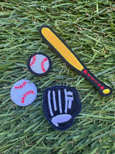 Load image into Gallery viewer, Baseball Bat, Glove &amp; Ball Iron On Patches