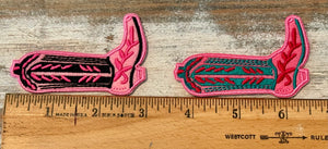 Pink Cowboy Boot Iron On Patches