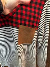 Load image into Gallery viewer, Buffalo Plaid Top with Suede Elbow Patch