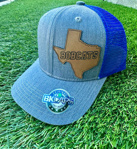 State of Texas Bobcats Leather Trucker Hat (Various Colors)