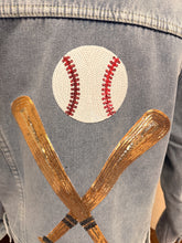 Load image into Gallery viewer, Baseball Fleece Lined Denim Jacket