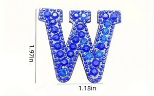 Blue Rhinestone Letter Patches