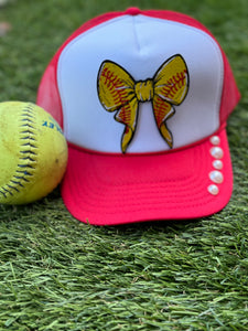 Baseball & Softball Bow Patch Trucker Caps