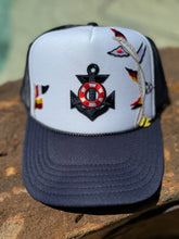 Load image into Gallery viewer, Nautical Sailboat Themed Trucker Hats