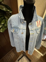 Load image into Gallery viewer, Sequined Baseball Denim Patch Jacket