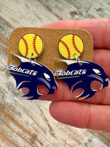 Bobcat Head Earrings (Various Sports)