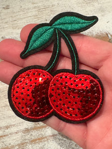 Sequin Cherry Iron On Patches