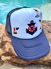 Load image into Gallery viewer, Nautical Sailboat Themed Trucker Hats