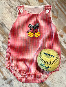 Patched Baseball Romper