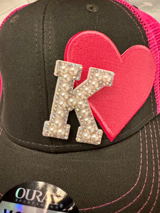 Custom Girls Pink Heart Cap (Youth)