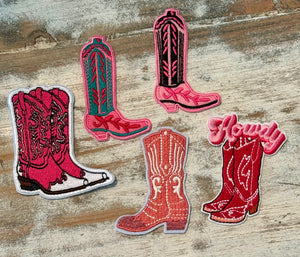 Pink Cowboy Boot Iron On Patches