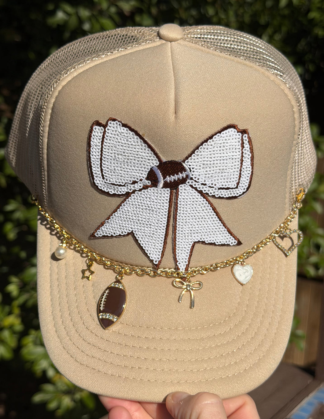 Football & Sequin Bow Hat