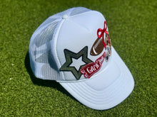 Load image into Gallery viewer, Red &amp; White Football Trucker Cap