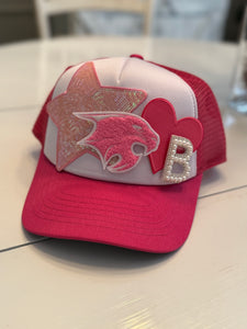 Pink Bobcat Patch Trucker Hats