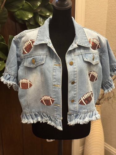 Sequined Football Denim Jacket