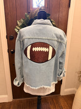 Load image into Gallery viewer, Sequined Football Patch Denim Jacket