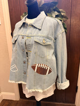 Load image into Gallery viewer, Sequined Football Patch Denim Jacket