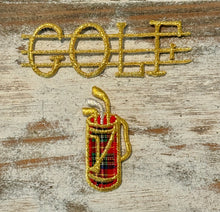 Load image into Gallery viewer, Gold &amp; Plaid Golf Iron On Patches