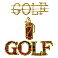 Load image into Gallery viewer, Gold &amp; Plaid Golf Iron On Patches